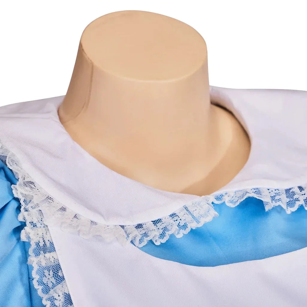 Adult Women Wonderland Alice Lolita Maid Dress With Apron Bow Hair Band Outfits Halloween Party Fancy Alice Costume Dress