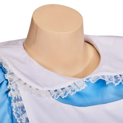 Adult Women Wonderland Alice Lolita Maid Dress With Apron Bow Hair Band Outfits Halloween Party Fancy Alice Costume Dress
