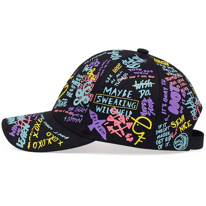 Unisex Letter Graffiti Printing Snapback Baseball Caps Spring and Autumn Outdoor Adjustable Casual Hats Sunscreen Hat