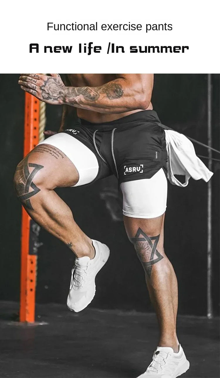 Men's Summer Quick Dry Running 2 in 1 Shorts Sports Jogger Short Pants Male Gym Fitness Workout Sweatpants Plus Size M-5XL