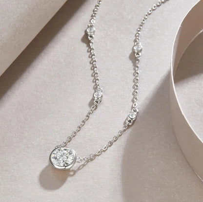 Certified 1 Carat Bazel Moissanite Necklace D Color Lab Created Diamond 925 Silver Choker Chain  for Women Jewelry Gift With GRA
