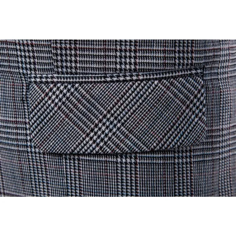 Men Vest Vintage Plaid Turn Down Collar Male Suit Vest Slim Double-breasted Sleeveless Business Casual Man Waistcoat