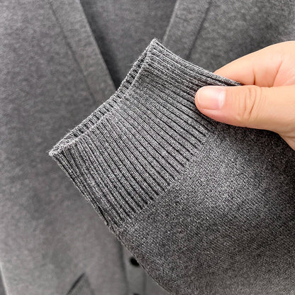Designer Quality Men's V-Neck Knit Cardigan Autumn Winter New Solid Color Double Pocket Sweater Coat Casual Commute Menswear Top