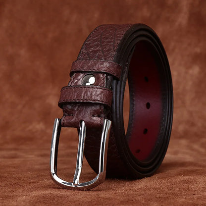 3.8CM Pure Cowhide Genuine Leather for Men High Quality Jeans Needle Buckle Belts Cowboy Waistband Male Fashion BusinessLuxury