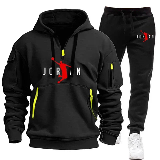 2025 Autumn and winter new trend men's blazer + Tracksuit pants Fashion casual jogging print sportswear outdoor sportswear