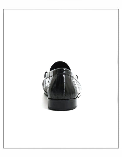 Loafers for men's eel skin pleated design a top layer cowhide slip in formal dress shoe suitable for casual work and commuting