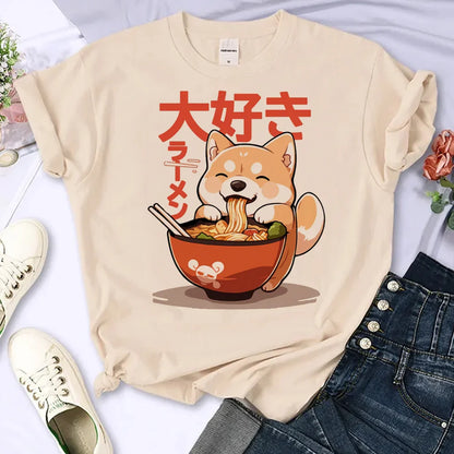 Shiba Inu top women anime tshirt female designer clothing