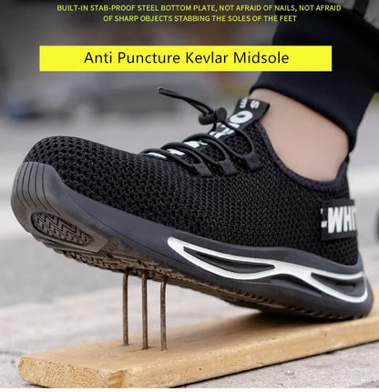 Breathable safety shoes summer man anti puncture safety work sneakers with iron toe male safety shoes men lightweight work shoes