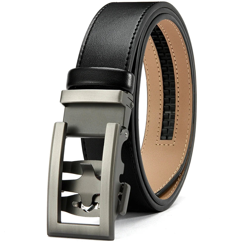 DOOPAI New Mens Belt Hollow Automatic Mens Belt Genuine Leather Luxury Belt  For Men Belt Male Strap Male Metal Automatic Buckle