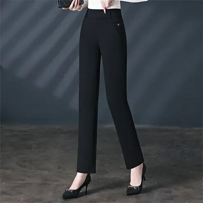 Black Women's High Waist Stretch Suit Pants, Fashion Slim Trousers, Purple Green Brown Pantalones, Asian Size M-6XL