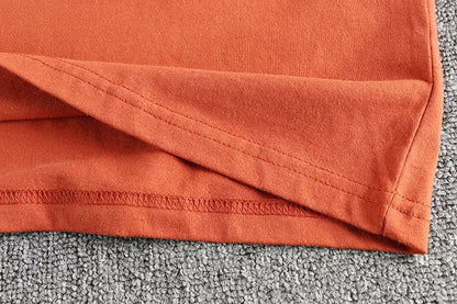 5110# Summer New American Retro Short Sleeve O-neck Letter Printed T-shirt Men's Simple 100% Cotton Old Washed Loose Casual Tops