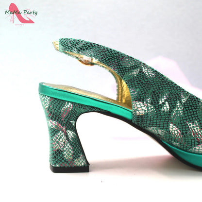 Special Design New Coming INS Hot Sale African Women Shoes and Bag Set in Pink Color with Shinning Crystal for Party