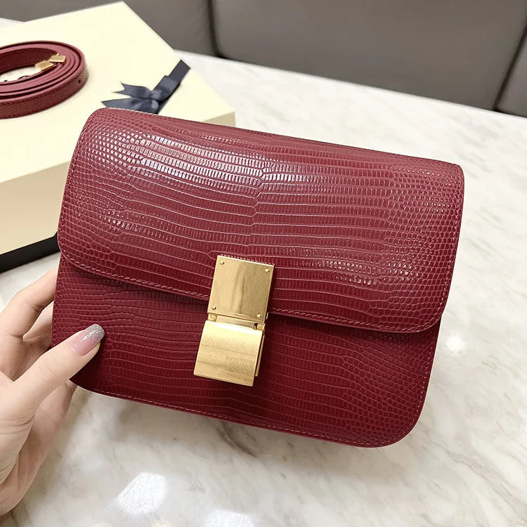 New Women Small Box Bag Single Shoulder Handbag Solid Fashion Brand Cow Split Leather Flap Tofu Bags Ladies Sling Messenger Bag