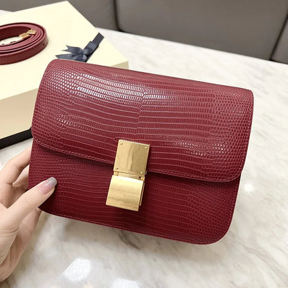New Women Small Box Bag Single Shoulder Handbag Solid Fashion Brand Cow Split Leather Flap Tofu Bags Ladies Sling Messenger Bag