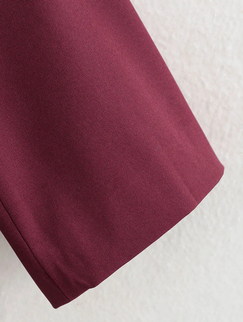 Vintage Wine Red Blazer Jacket Women Fashion Double-Breasted Long Sleeve Suit Jackets Female 2026 New Spring Lapel Office Coat