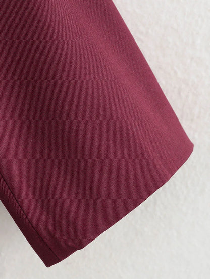Vintage Wine Red Blazer Jacket Women Fashion Double-Breasted Long Sleeve Suit Jackets Female 2026 New Spring Lapel Office Coat