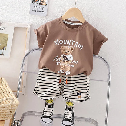 Summer Korean Version Baby Boy Clothing Sets Fashion Baby Girls Top+Shorts Clothes Suits Handsome