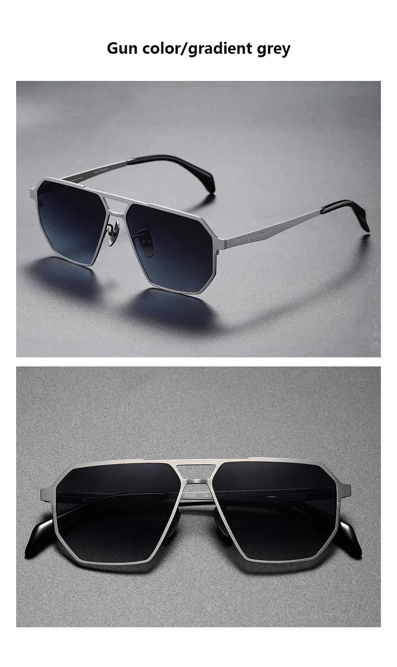 2026 New Fashion Pure Titanium Frame Polarized Sunglasses Men Luxury Glasse Frame  Retro Square