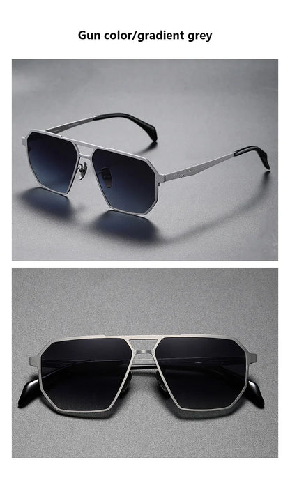 2026 New Fashion Pure Titanium Frame Polarized Sunglasses Men Luxury Glasse Frame  Retro Square