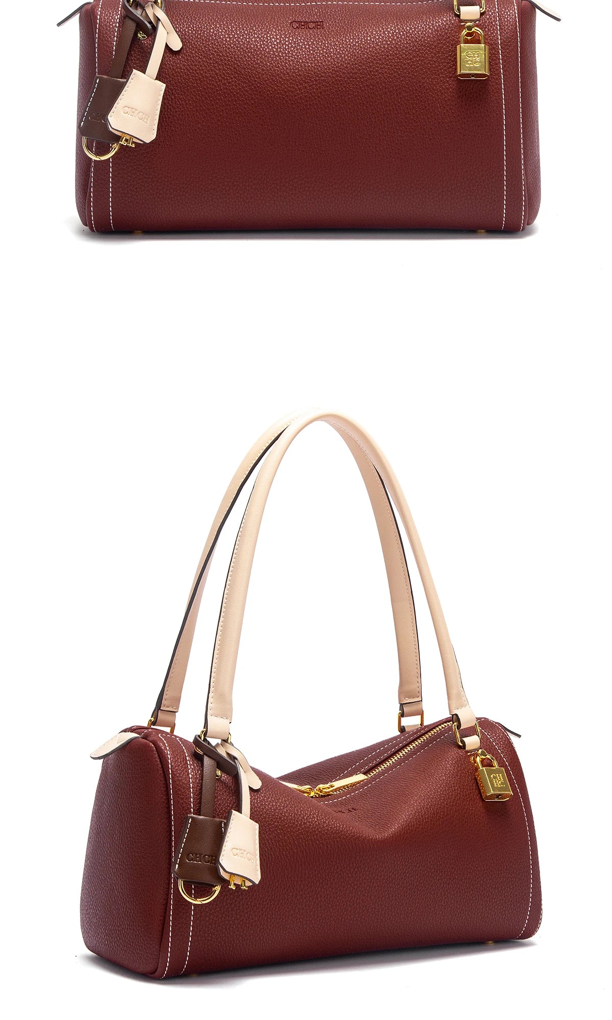 Fashionable Women's Boston Bag Autumn/Winter New Collection Simple Large Capacity Brown Shoulder Bag Texture Handbag