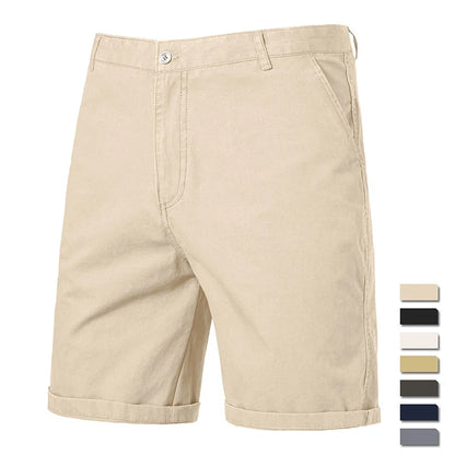 Men Casual Cotton Shorts Golf Dress Shorts Light Weight Sports Casual Knee Shorts Men's Bermuda