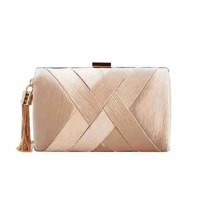 Silky Satin Tassel Banquet Bag, Women Elegant Chain Evening Clutch, Cheongsam Fashion Handbag