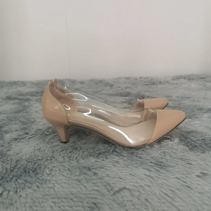 Women Pumps Spring Autumn PVC Transparent 5cm Low Heels Sexy Pointed Toe Slip-on Thin High Heels Party Wedding Shoes