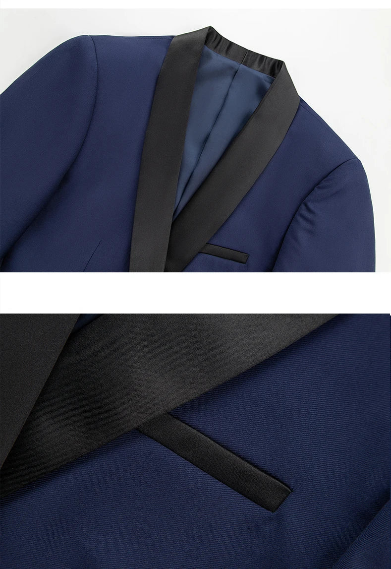 Mens Blazer Slim Fit Suit Jacket 1 Button Velvet Shawl Collar Wedding Formal Suit Jacket