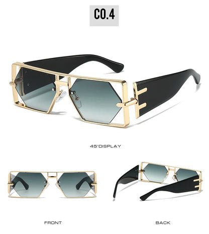 2025 New Hollow Sunglasses Men Women Hip Hop Internet Celebrities Ins Fashion Sun Glasses Ladies Female Alloy Frame Square UV400