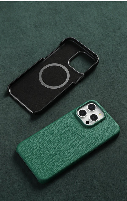 Natural Cowhide Leather for Magsafe Case for iPhone 16 15 Pro Max Promax 15Pro 16Pro Luxury Magnetic Phone Back Cover
