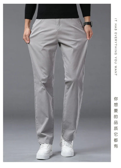 190 Cm Tall Men's Pants Summer Straight Chino Trouser Male Stretch Cotton Office Work Extra Long Leg Length 115 110cm Lengthed