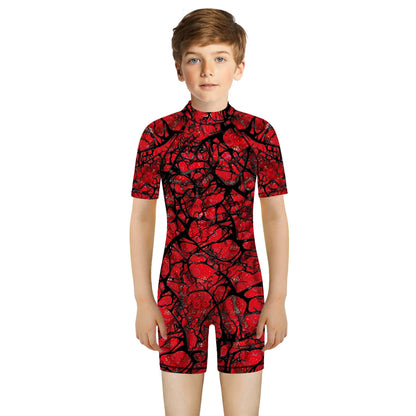 Children One Pieces Swimsuit Superhero 3D Print Playsuit Child Short Sleeve Swimwear Beach Bathing Suit Swim Wear For Boys Girls