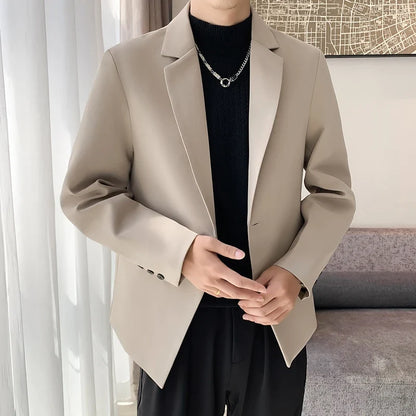 Spring Autumn Mens Blazers Coats Single Button Smart Casual Suit Jackets Men Solid Loose Fashion Youthful Vitality Blazers Man