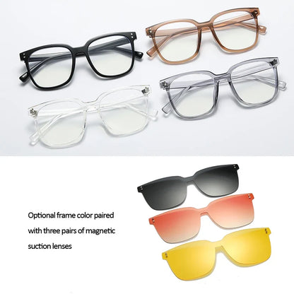 Cycling Polarized Clip On 6 In1 TR90 Myopia Sunglasses Women Magnet Sunshade Sun Glasses Eyeglasses Frame Come With Glasses Box