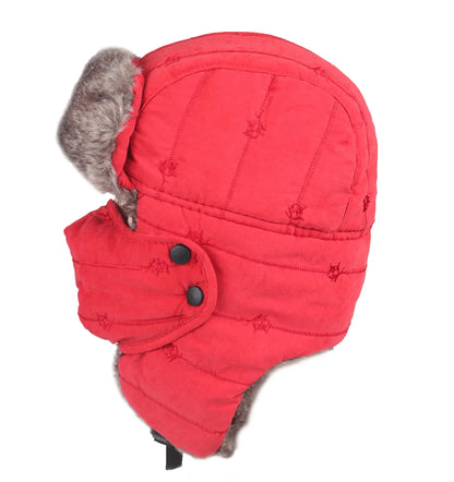 Men's Warm Chunky Trapper Hat Removable Windproof Winter Russian Hats with Mask Ushanka Hat