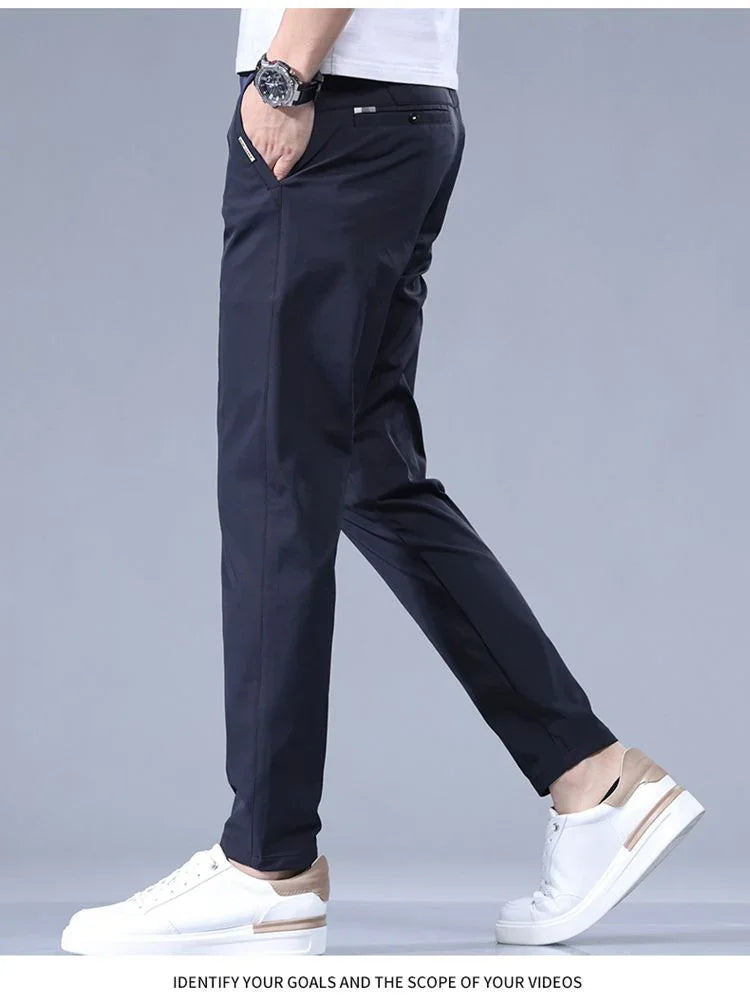 2026 Men's Summer Casual Pants Thin Ice Silk Men's Pants Fashion Straight  Elastic Men's New Pants Men's Pants