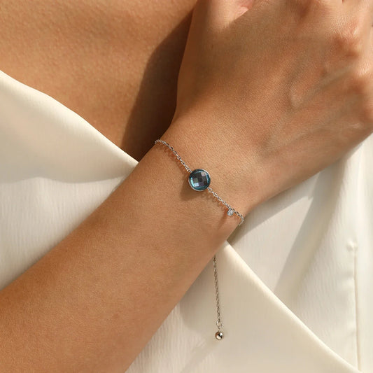 Bracelets simples ronds en argent sterling 925 avec zircons cubiques bleus, tendance quotidienne, pour femmes, bijoux fins, avec une vision à long terme