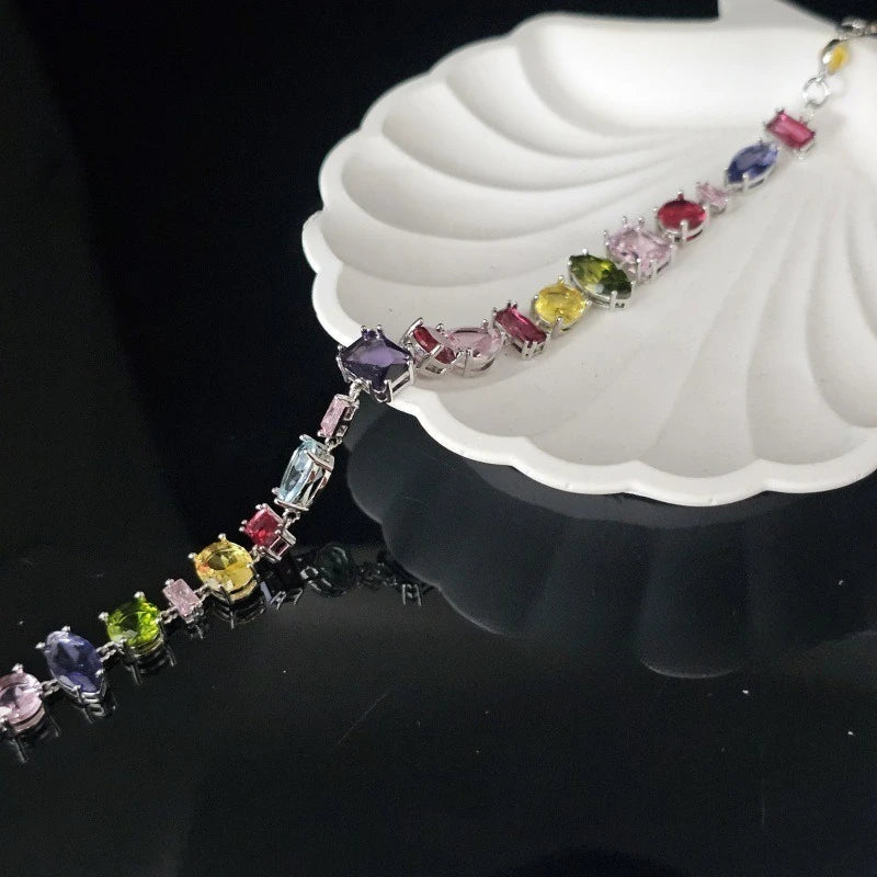Candy Colorful Imitation Crystal Dopamine Unique Design Choker Necklace Bracelet Earrings, Jewelry for Women Bridal Gift