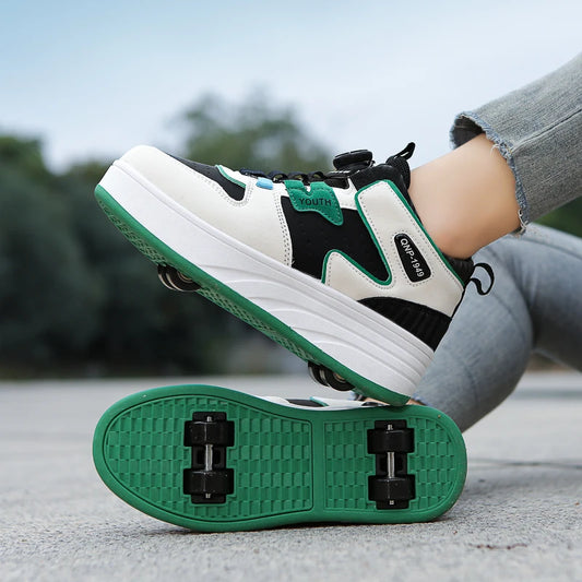 Students Children's Shoes Four Wheel Light Shoes Boys Invisible Roller Shoes Large Size Outdoor Sports Walking Shoes Women