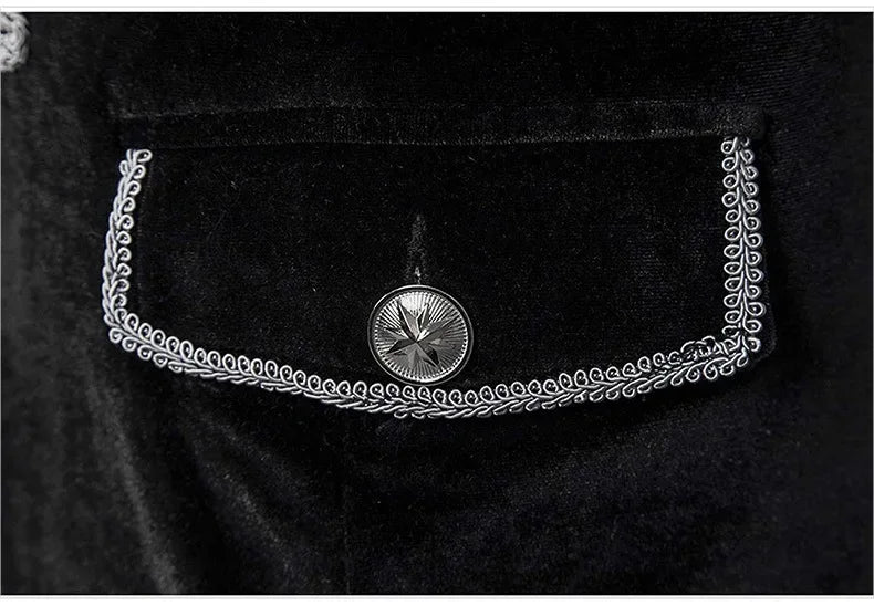 Men Steampunk Gothic Victorian Jacket Vintage Wine Red Velvet Tailcoat Medieval Frock Coat Uniform Party Halloween Costume Homme