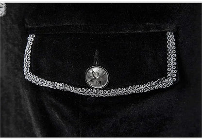 Men Steampunk Gothic Victorian Jacket Vintage Wine Red Velvet Tailcoat Medieval Frock Coat Uniform Party Halloween Costume Homme