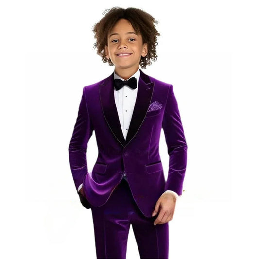 Multi-colors Boys Velvet Suit Set 2 Pieces Jacket Pants Autumn Kids Slim Fit Tuxedo For Photography Handsome Party Suits 2-20T