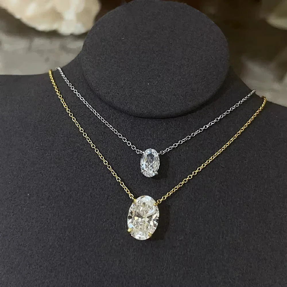 1/2/3Carat Oval Cut Solitaire Moissanite Pendant Necklace with certificate Diamond  Neckchain for women s925 silver Fine Jewelry
