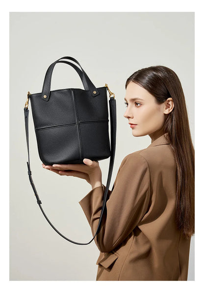 Women Bucket shoulder bag brand design Cowhide ladies handbags and purses genuine leather Tote Bags female messenger Bag Bolsas