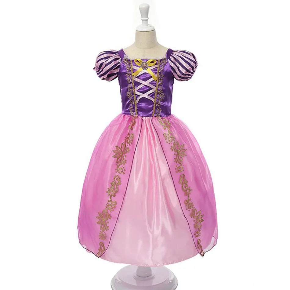 Muababy Princess Dress for Girls Aurora Belle Elsa Jasmine Cosplay Costume Party Halloween Carnival Outfit Kids 2-8Y Vestido