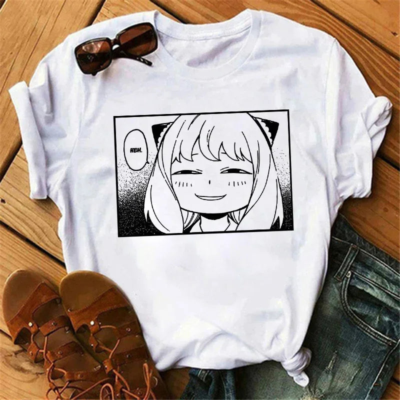 Anime Spy X Family T shirt Wommen Japanese Harajuku Fashion Short Sleeve T-shirts Summer Tops Kawaii O-Neck Women's T-shirt Top