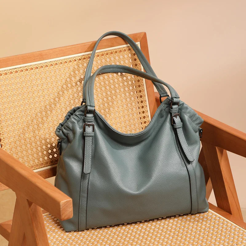 New Women's Large Capacity Genuine Leather Handbag Fashion Single Shoulder Underarm Bag for Ladies Commuting Stylish Girls Bag