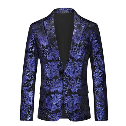 Off-white Men's Long Sleeve Suit Jacket, Gold Printed Party Coat, Asian Size Blue Blazers, Red and Silver Tops.