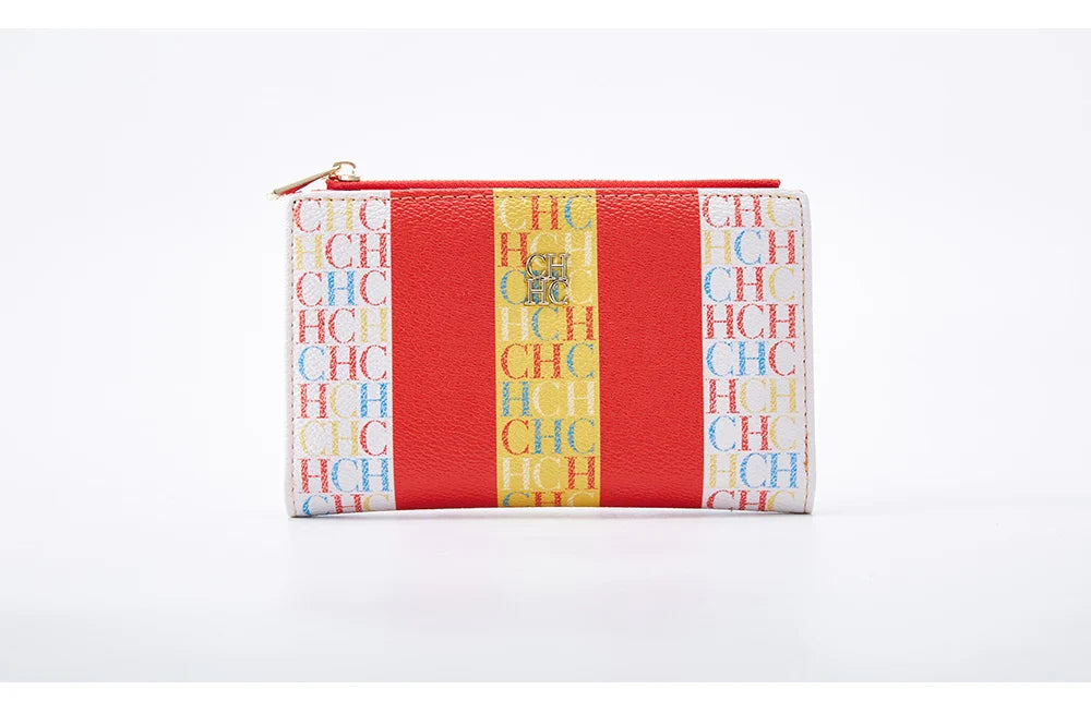 Women's Wallet CHCH Fashion Letter Cartoon Pattern Classic Retro Long Storage Wallet PVC Material Bag