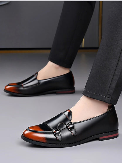 Spring Summer New Cow Leather Shoes for Men Buckle Designer Loafers Male Solid Color Big Size Fashion Business Casual Shoes Man